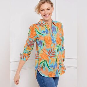 Talbots MODERN CLASSIC SHIRT - GATHERED LEAVES size Large Cotton